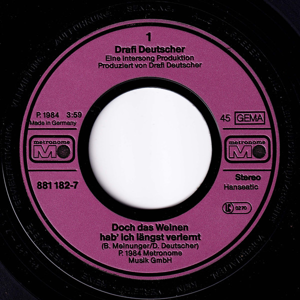 Cover zu Drafi Deutscher - Doch Das Weinen Hab' Ich Längst Verlernt | 1984 | Vinyl | Pop | Germany