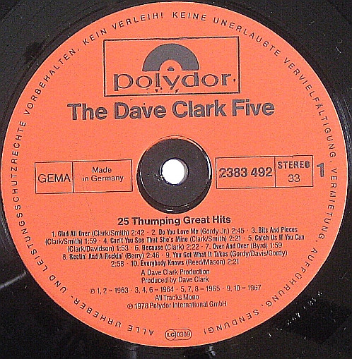 Cover zu The Dave Clark Five - 25 Thumping Great Hits | 1978 | Vinyl | Pop | Germany Schallplatten Ankauf