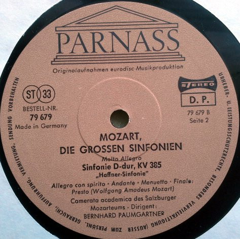 Cover zu Wolfgang Amadeus Mozart - Camerata Academica Salzburg, Bernhard Paumgartner - Die Grossen Sinfonien | 1969 | Vinyl | Classical | Germany Schallplatten Ankauf