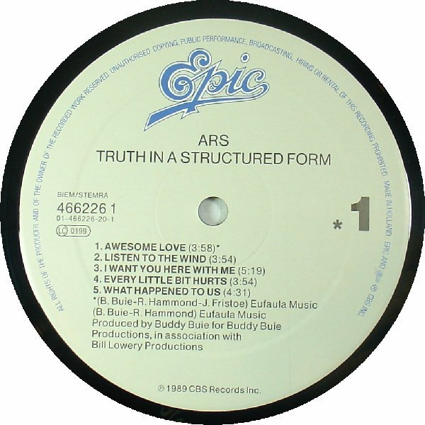 Cover zu Atlanta Rhythm Section - Truth In A Structured Form | 1989 | Vinyl | Rock | Europe