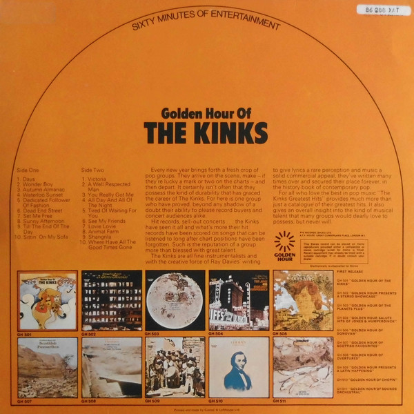 Cover zu The Kinks - Golden Hour Of The Kinks | 1972 | Vinyl | Rock, Pop | Germany