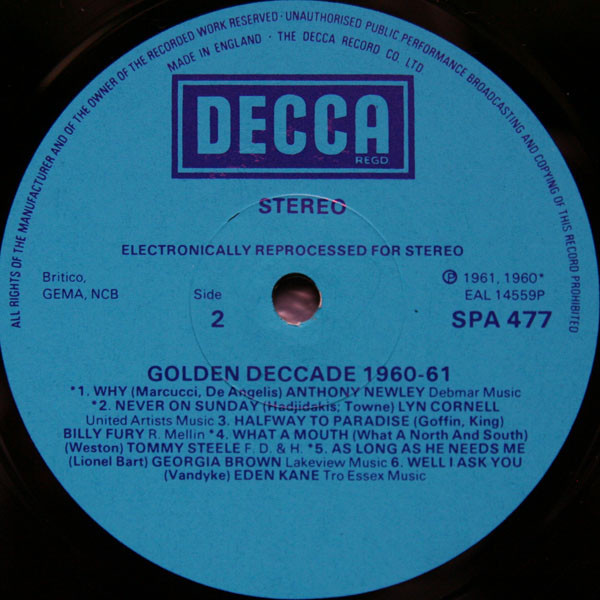 Cover zu Various - Golden Deccade 1960-1 | 1974 | Vinyl | Rock, Blues, Pop | UK