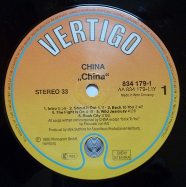 Cover zu China (6) - China | 1988 | Vinyl | Rock | Europe Schallplatten Ankauf