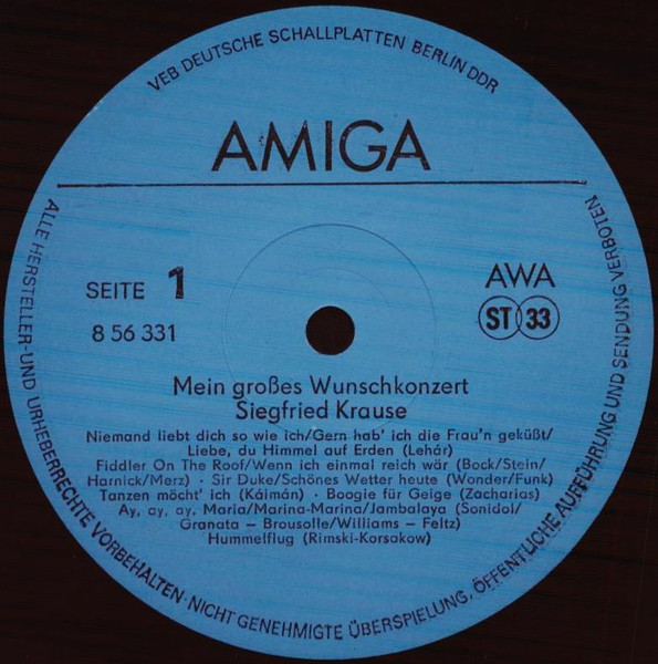 Cover zu Siegfried Krause - Mein Großes Wunschkonzert | 1988 | Vinyl | Jazz, Pop, Folk, World, & Country | German Democratic Republic (GDR) Schallplatten Ankauf