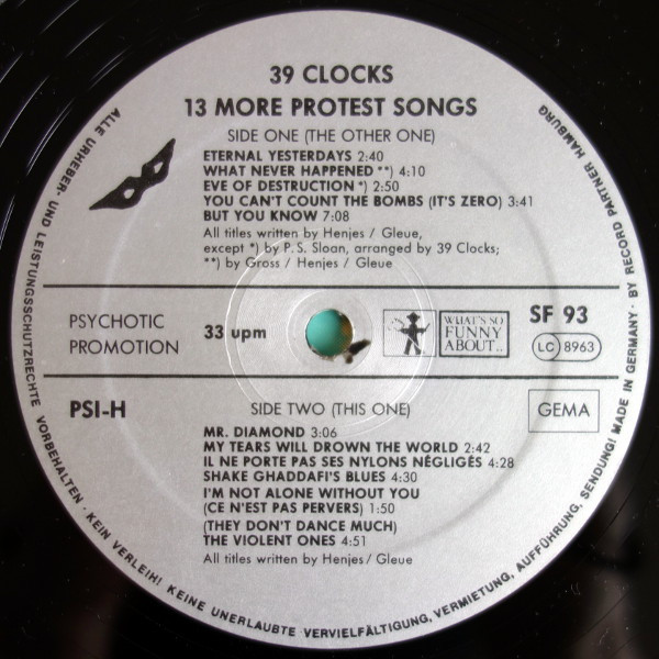 Cover zu 39 Clocks - 13 More Protest Songs | 1987 | Vinyl | Rock | Germany
