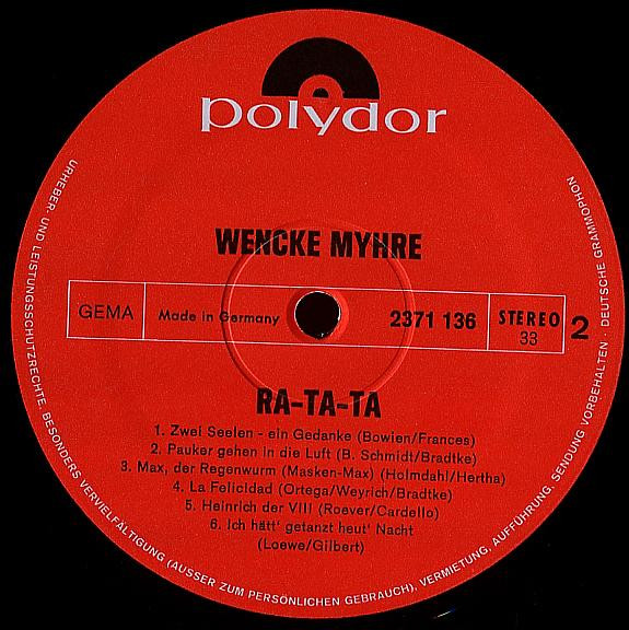 Cover zu Wencke Myhre - Ra-Ta-Ta | 1971 | Vinyl | Pop | Germany