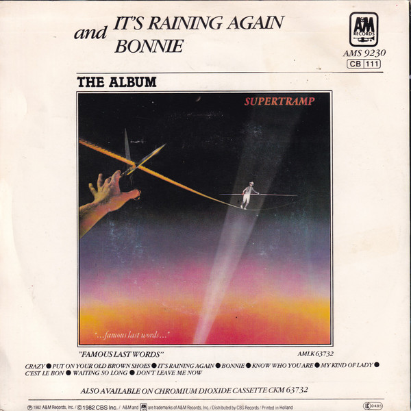 Cover zu Supertramp - It's Raining Again | 1982 | 7