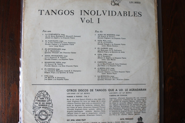 Cover zu Various - Tangos Inolvidables Numero 1 | 1964 | Vinyl | Latin | Chile Schallplatten Ankauf