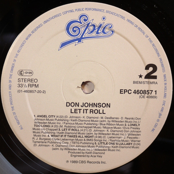 Cover zu Don Johnson - Let It Roll | 1989 | Vinyl | Electronic, Pop | Europe