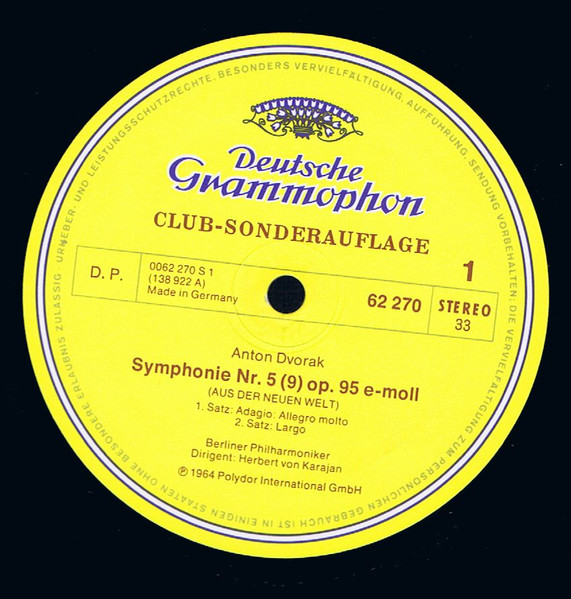 Cover zu Antonín Dvořák - Herbert von Karajan, Berliner Philharmoniker - Aus Der Neuen Welt >Symphonie Nr.5 (9) Op. 95< | 1978 | Vinyl | Classical | Germany Schallplatten Ankauf