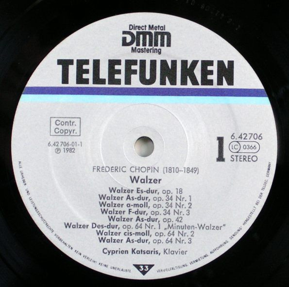 Cover zu Cyprien Katsaris, Frédéric Chopin - Walzer | 1982 | Vinyl | Classical | Europe Schallplatten Ankauf