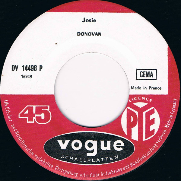 Cover zu Donovan - Josie / Little Tin Soldier | 1966 | Vinyl | Pop, Folk, World, & Country | Germany