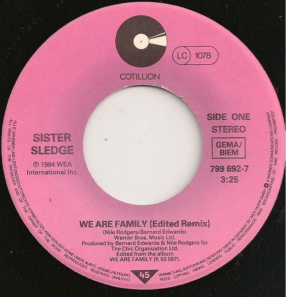 Cover zu Sister Sledge - We Are Family (1984 Mix By Bernard Edwards) | 1984 | Vinyl | Funk / Soul, Pop | Germany Schallplatten Ankauf