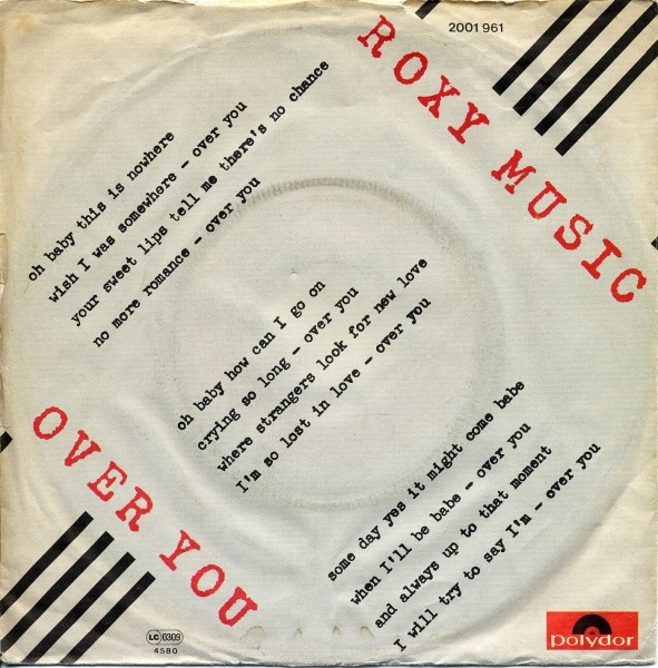 Cover zu Roxy Music - Over You | 1980 | 7