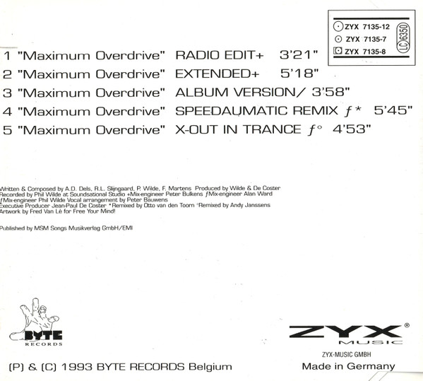 Cover zu 2 Unlimited - Maximum Overdrive | 1993 | Vinyl | Electronic | Germany