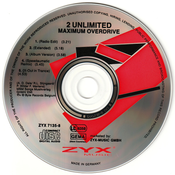 Cover zu 2 Unlimited - Maximum Overdrive | 1993 | Vinyl | Electronic | Germany