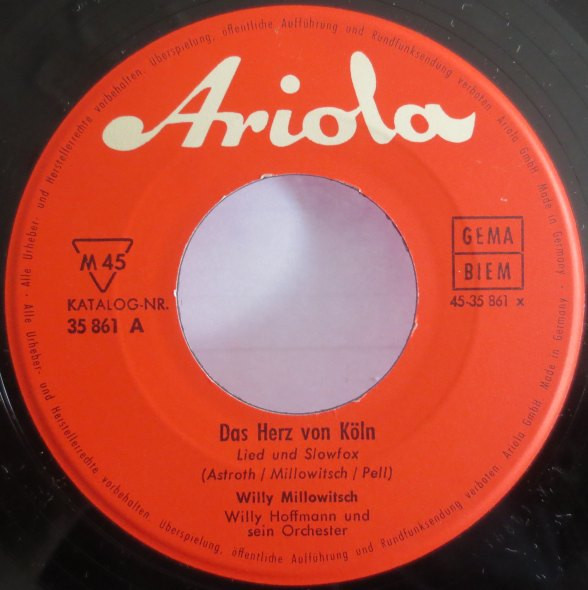 Cover zu Willy Millowitsch - Das Herz Von Köln / Ei, Wer Kommt Denn Da | 1961 | Vinyl | Pop | Germany Schallplatten Ankauf