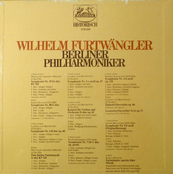 Cover zu Wilhelm Furtwängler, Berliner Philharmoniker - Wilhelm Furtwängler • Berliner Philharmoniker | Vinyl | Non-Music, Classical | Germany