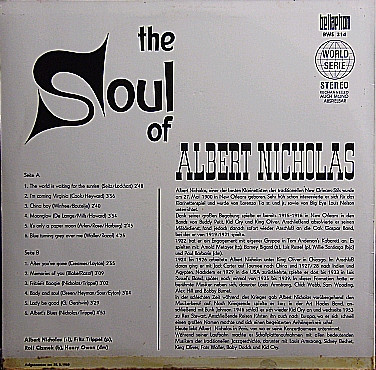Cover zu Albert Nicholas - The Soul Of Albert Nicholas | Vinyl | Jazz | Germany