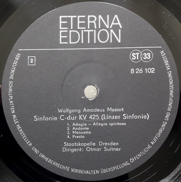 Cover zu Wolfgang Amadeus Mozart, Staatskapelle Dresden, Otmar Suitner - Sinfonie D-dur KV 385 (Haffner-Sinfonie) / Sinfonie C-dur KV 425 (Linzer Sinfonie) | 1974 | Vinyl | Classical