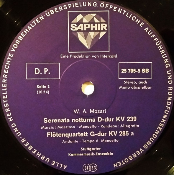 Cover zu Wolfgang Amadeus Mozart, Stuttgarter Kammermusik-Collegium - Eine Kleine Nachtmusik | Vinyl | Classical | Germany