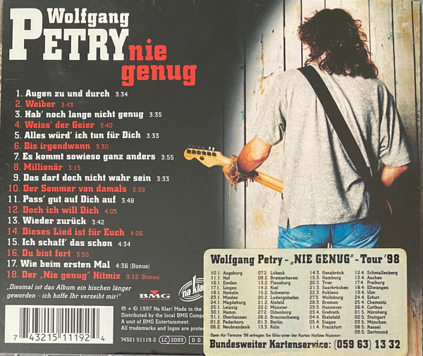 Cover zu Wolfgang Petry - Nie Genug | 1997 | Vinyl | Electronic, Rock, Pop | Europe