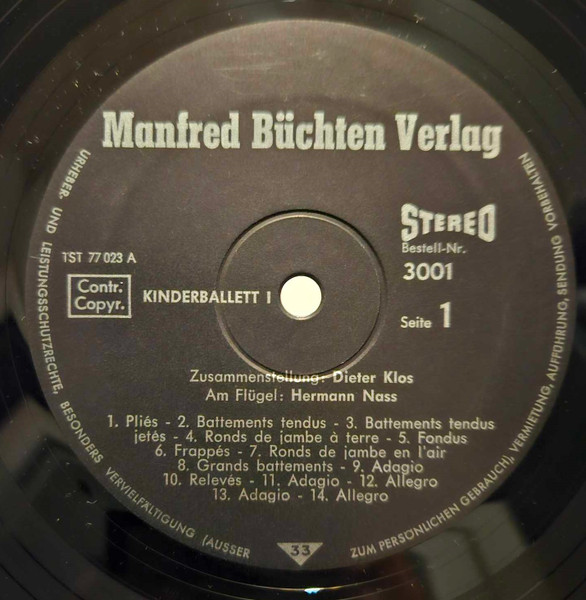 Cover zu Dieter Klos, Hermann Nass - Kinderballett I | Vinyl | Classical | Germany Schallplatten Ankauf