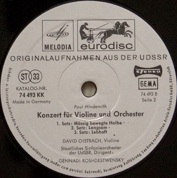 Cover zu Béla Bartók, Paul Hindemith, David Oistrach - Konzert Für Violine Und Orchester Nr. 1 / Konzert Für Violine Und Orchester | LP | Classical | Germany