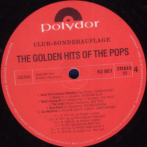 Cover zu Various - The Golden Hits Of The Pops | 1974 | Vinyl | Rock, Funk / Soul, Pop | Germany