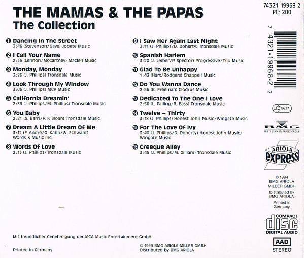 Cover zu The Mamas & The Papas - The Collection | 1994 | Vinyl | Pop | Germany
