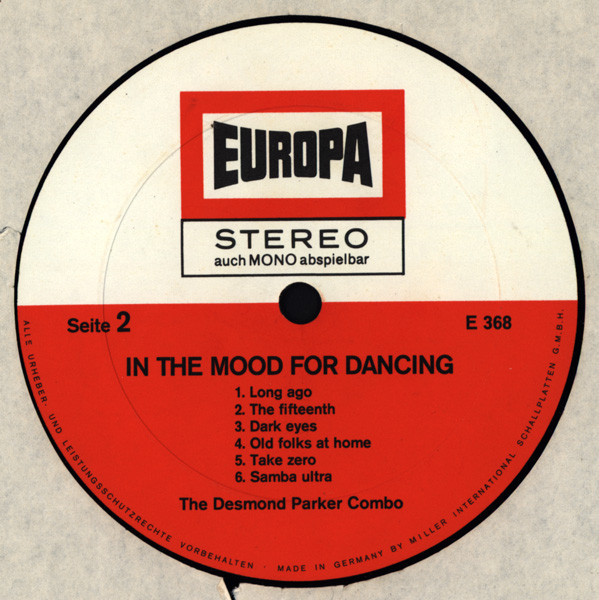 Cover zu The Desmond Parker Combo - In The Mood For Dancing | 1969 | Vinyl | Jazz | Germany Schallplatten Ankauf