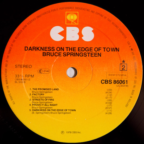 Cover zu Bruce Springsteen - Darkness On The Edge Of Town | 1978 | LP, Album | Rock | Europe Schallplatten Ankauf