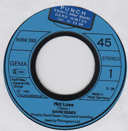 Cover zu David Essex - Hot Love | 1980 | Vinyl | Rock, Pop | Germany Schallplatten Ankauf