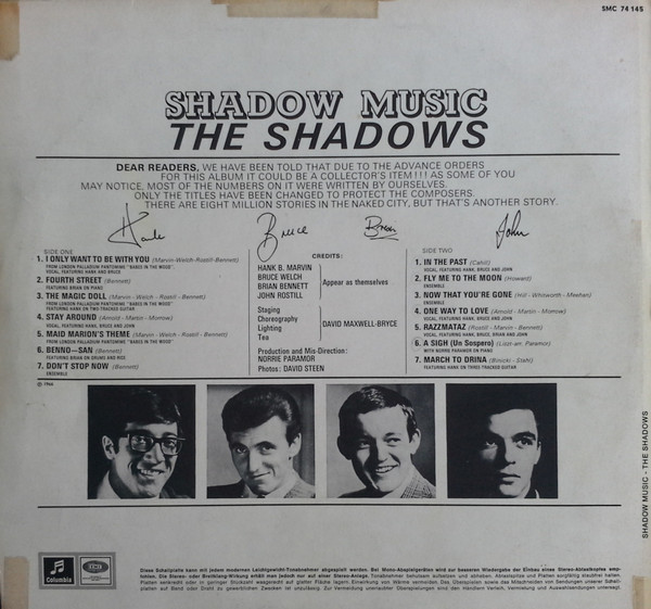 Cover zu The Shadows - Shadow Music | 1966 | LP, Album | Rock | Germany Schallplatten Ankauf