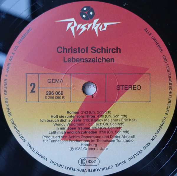 Cover zu Christof Schirch - Lebenszeichen | 1982 | Vinyl | Pop | Germany