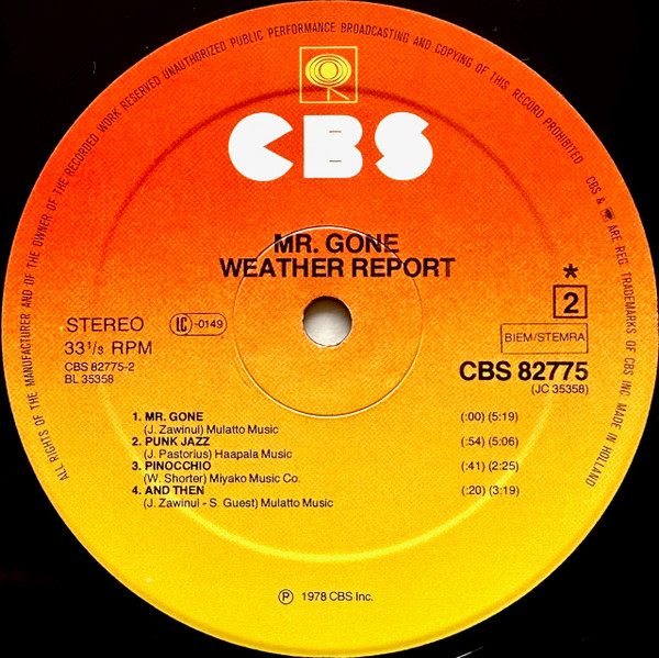 Cover zu Weather Report - Mr. Gone | 1978 | Vinyl | Jazz | Europe