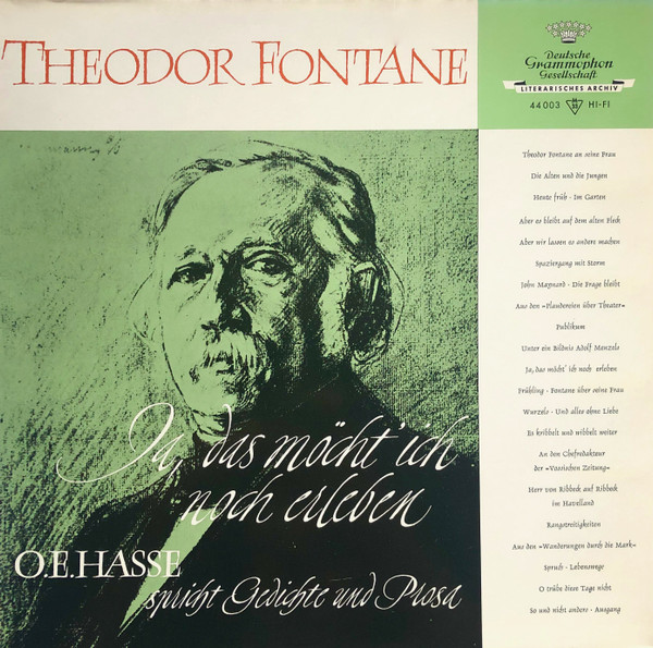 Cover zu Theodor Fontane - O.E. Hasse - Ja, Das Möcht' Ich Noch Erleben - Gedichte Und Prosa | Vinyl | Non-Music | Germany