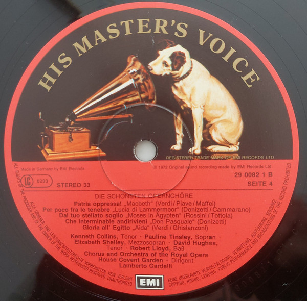 Cover zu Chor Der Bayerischen Staatsoper Und Bayerisches Staatsorchester, Robert Heger, Chorus Of The Royal Opera House, Covent Garden And Orchestra Of The Royal Opera House, Covent Garden, Lamberto Schallplatten Ankauf