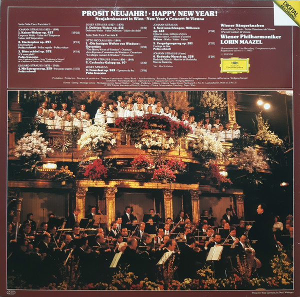 Cover zu Wiener Philharmoniker · Lorin Maazel, Die Wiener Sängerknaben - Prosit Neujahr! (Neujahrskonzert In Wien = New Year's Concert In Vienna) | 1982 | Vinyl | Classical | Germany