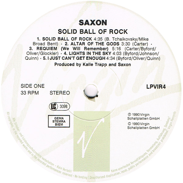 Cover zu Saxon - Solid Ball Of Rock | 1990 | LP, Album | Rock | Europe