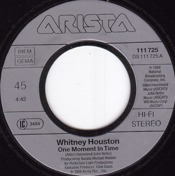 Cover zu Whitney Houston - One Moment In Time | 1988 | Vinyl | Pop | Europe Schallplatten Ankauf