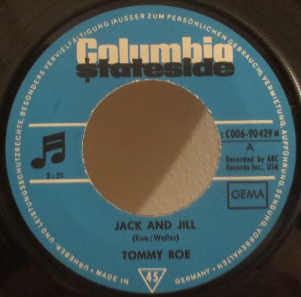 Cover zu Tommy Roe - Jack And Jill | 1969 | Vinyl | Rock | Germany Schallplatten Ankauf