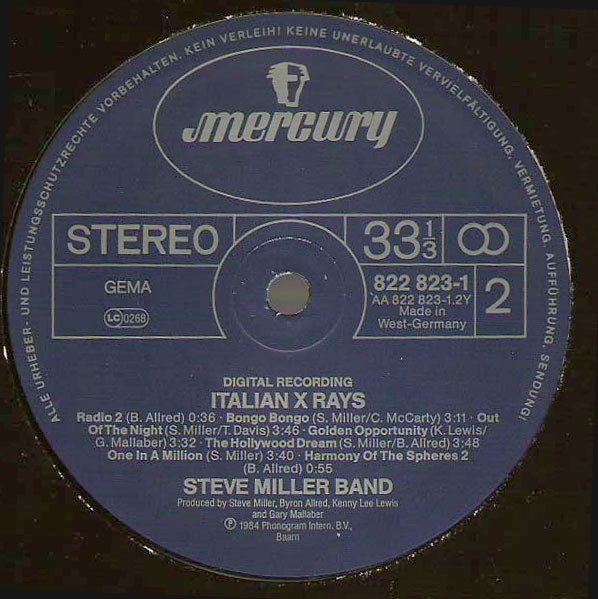 Cover zu Steve Miller Band - Italian X Rays | 1984 | LP, Album | Rock | Germany