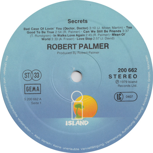 Cover zu Robert Palmer - Secrets | 1979 | LP, Album | Rock | Germany Schallplatten Ankauf