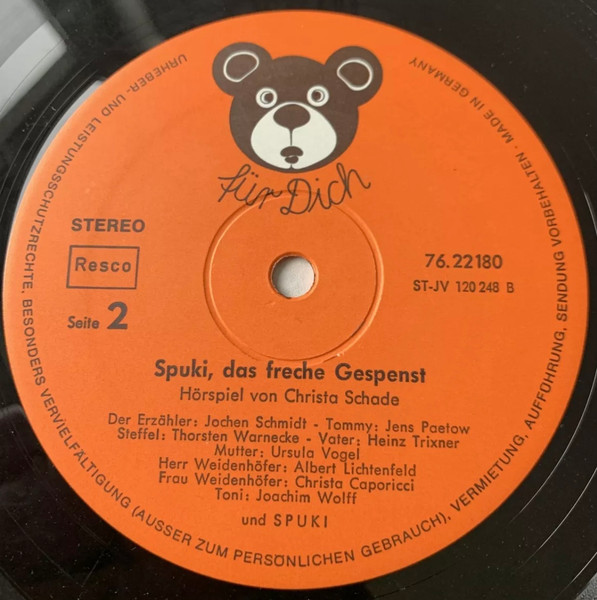 Cover zu Christa Schade - Spuki Das Freche Gespenst - Das Gasthaus Zur Schwarzen Tanne | 1976 | Vinyl | Non-Music, Children's | Germany