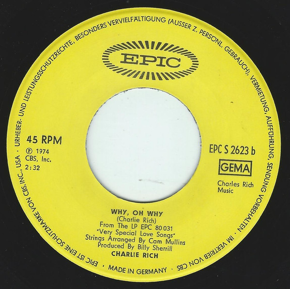 Cover zu Charlie Rich - I Love My Friend | 1974 | Vinyl | Folk, World, & Country | Germany Schallplatten Ankauf