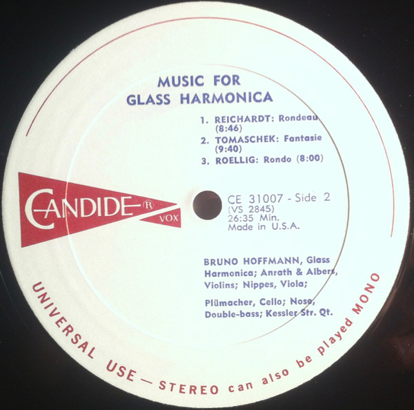 Cover zu Bruno Hoffmann - Musik Für Glasharmonika - Beethoven, Naumann, Schlett, Reichardt, Tomaschek & Röllig | 1975 | Vinyl | Classical | Germany