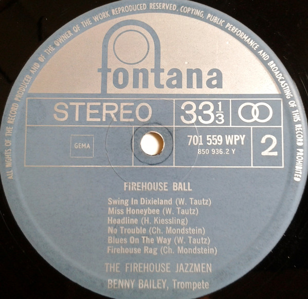 Cover zu The Firehouse Jazzmen, Benny Bailey - Firehouse Ball | 1967 | Vinyl | Jazz | Netherlands Schallplatten Ankauf