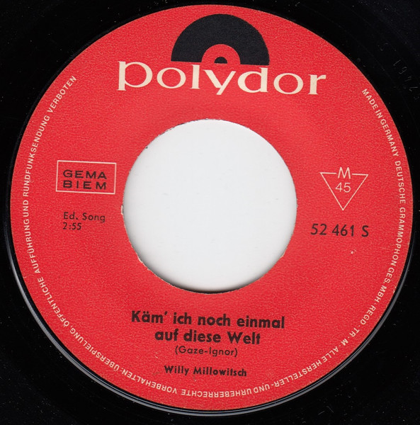 Cover zu Willy Millowitsch - Das Goldene Herz | 1965 | Vinyl | Pop | Germany Schallplatten Ankauf
