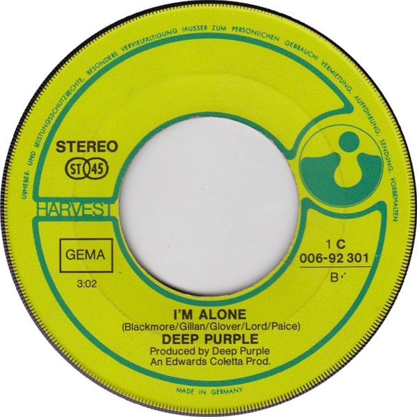 Cover zu Deep Purple - Strange Kind Of Woman / I'm Alone | 1971 | Vinyl | Rock | Germany